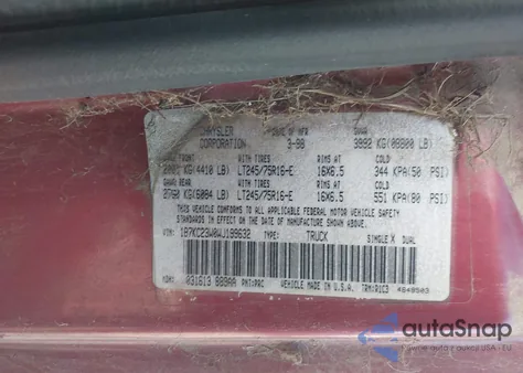 1998 Dodge Ram 2500 St z USA, uszkodzony, nr VIN 1B7KC23W0WJ199632